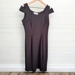 Joseph Ribkoff Black Knee Length Shoulder Cutout Dress Size 8 Stretch Evening